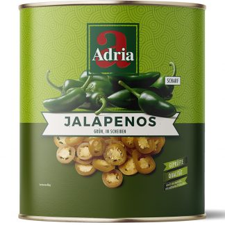 Adria Jalapenos grün in Scheiben mexikanische Pefferschoten; 3100 ml Dose