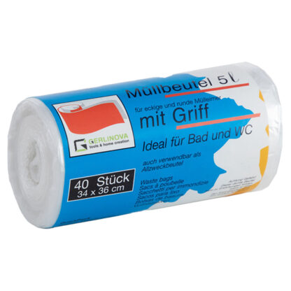 Müllbeutel mit Griff; 34x36cm, 5 Ltr. 40er Rolle