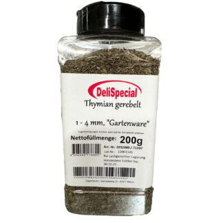 Thymian gerebelt "Gartenware"  200g  1-4mm, Gewürzsteuer 1000ml