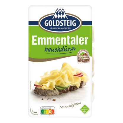 Goldsteig Emmentaler hauchdünne Scheiben 125g Pack, 45% Fett i. Tr. oGt