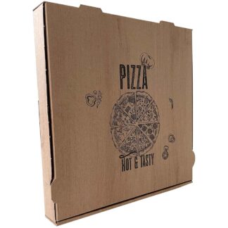 Pizza Karton 32x32x4cm "Hot & Tasty" ohne Alu, 100 Stück im Karton
