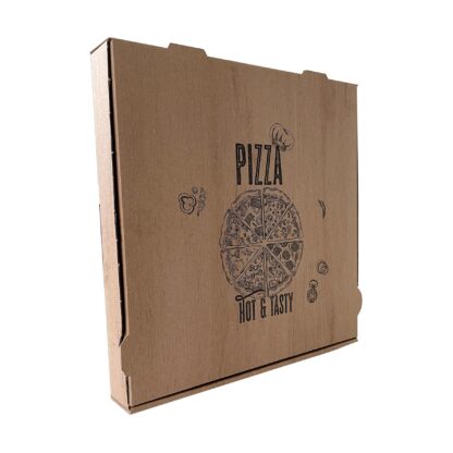 Pizza Karton 22x22x4cm "Hot & Tasty" ohne Alu, 100 Stück im Karton