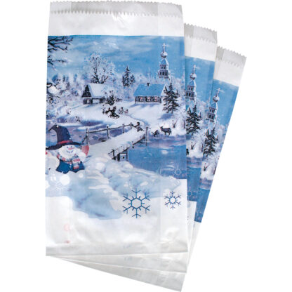 Metzgerfaltenbeutel, weiß Gr. 3 16+6x28cm "Winterlandschaft"1000St/Pack