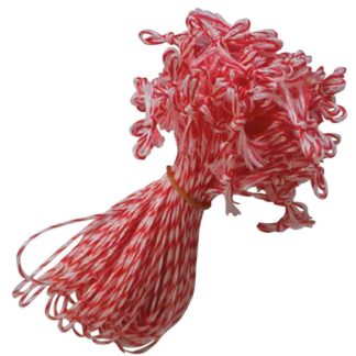 Wurstschlaufen 5,5/3-fach rot/weiß 12 cm, 100 Stück/Pack