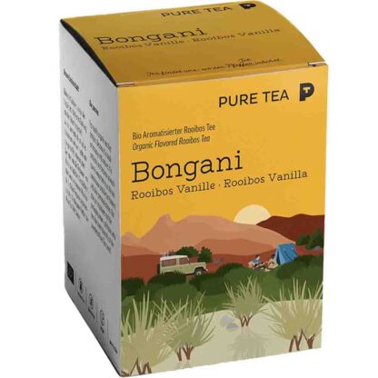PURE TEA "Bongani Rooibos Vanille" Bio Kräutertee 15 x 3g im Kissenbeutel Einzeln Kuvertiert