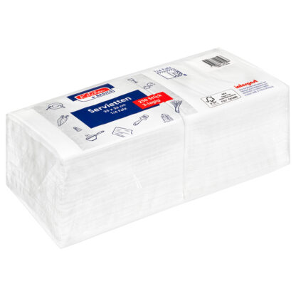 Kitchen Basics Servietten Zelltuch 33x33cm 3lagig 1/4Falz weiß, 250Stk/Pac #201698