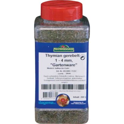 Thymian gerebelt "Gartenware"  200g  1-4mm, Gewürzsteuer 1000ml