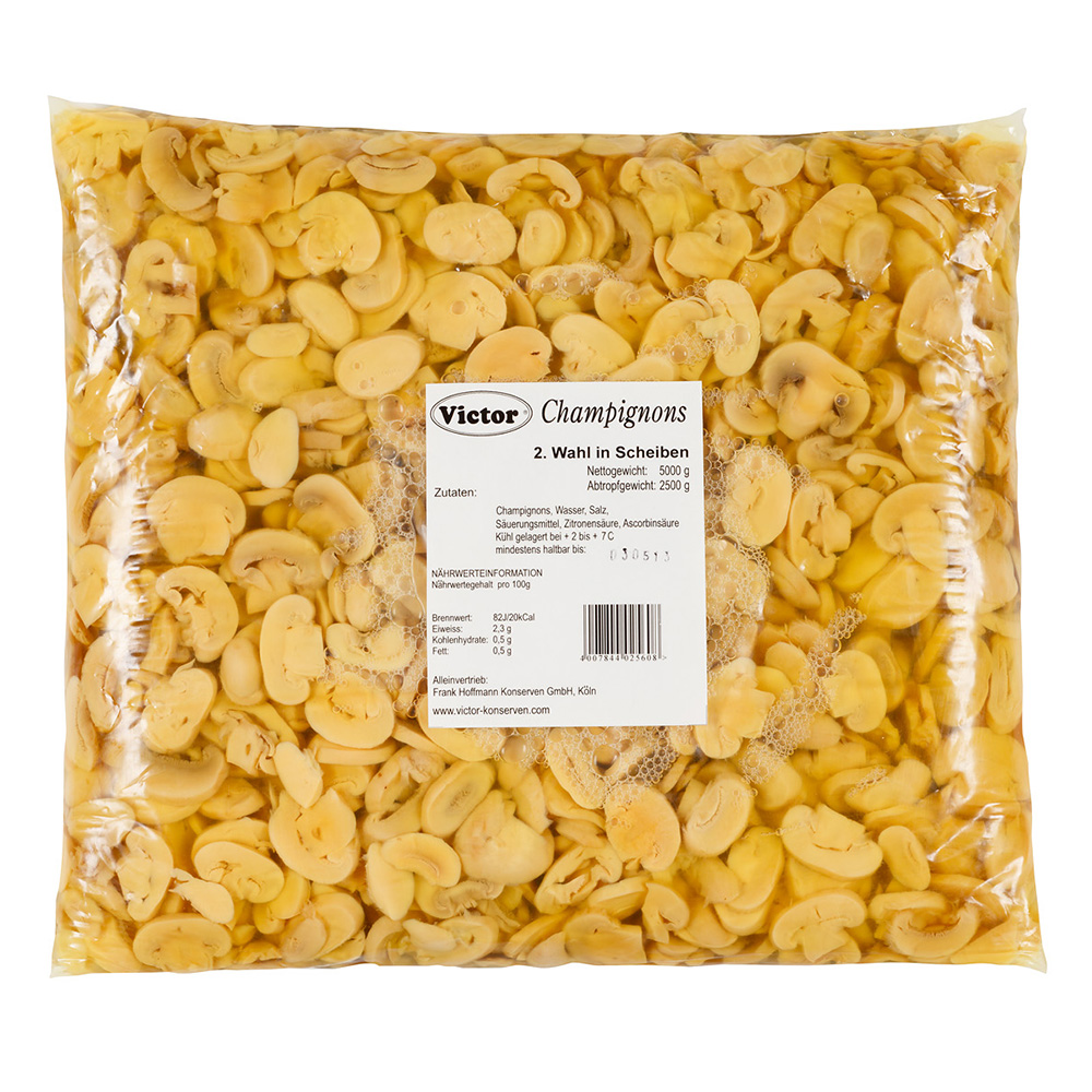 Victor Champignon Scheiben 2. Wahl 5000g 2500g Abtropfgewicht je Beutel