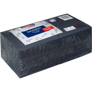 Kitchen Basics Servietten Zelltuch 33x33cm 3lagig 1/4Falz schwarz, 250Stk/Pac #207829